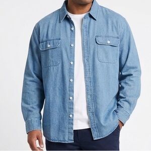 NWT Dubinik Men's Light Blue Denim Long Sleeve Shirt - Size 2XL - Two Pocket
